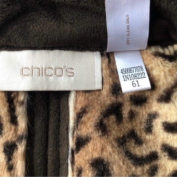 Chico's 1 Faux Brown Suede vest with faux leopard fur - Picture 8 of 8